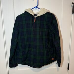 LL Bean Scotch Plaid Flannel Shirt, Sherpa-Lined Zip Hoodie. Casual, Outdoor. M